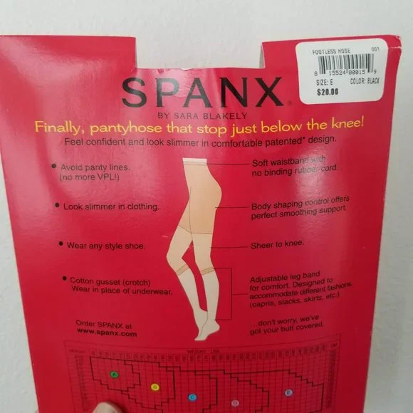 SPANX Footless Body Shaping Pantyhose in Black ~ Size E NEW - Picture 5 of 8